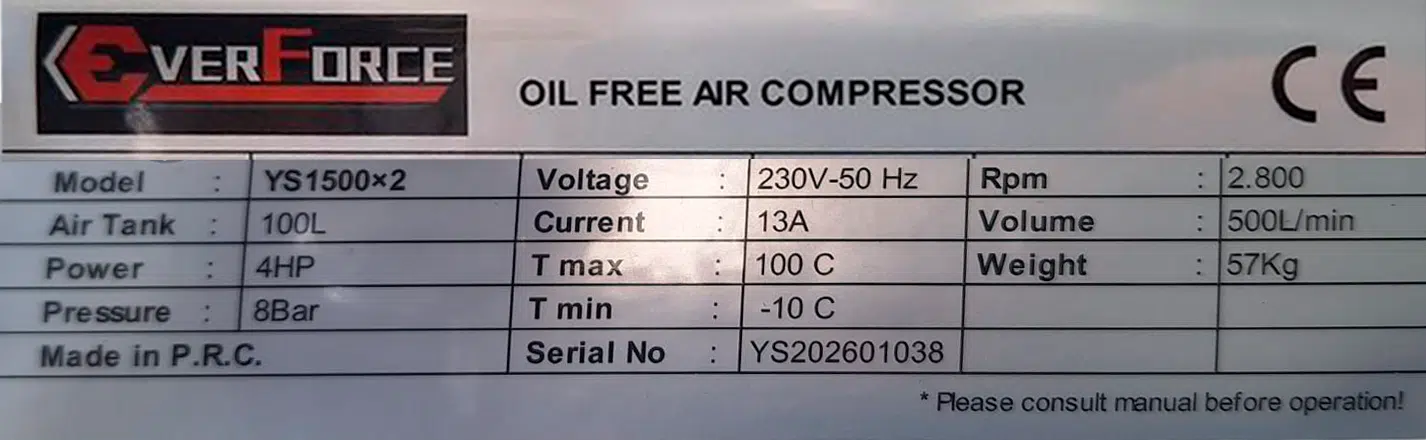 Compresor silencioso 100 Litros  Everforce EVF SIL4HP100 - Imagen 3