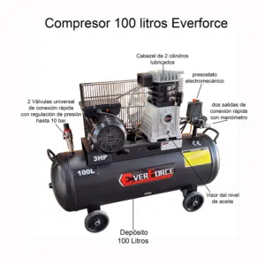 Compresor de Pistón 100L Everforce 3HP