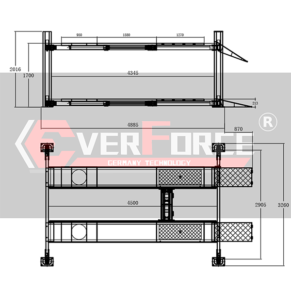Elevador 4 Columnas 4000 kg Everforce TW-4500 | Elevador Profesional para Taller - Imagen 2
