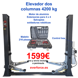 elevador dos columnas desbloqueo de seguridad manual con control box