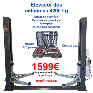 elevador dos columnas desbloqueo de seguridad manual con control box
